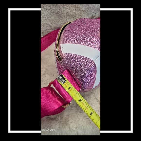 Betsey‎ Johnson Pink Rhinestone Football Crossbody Bag NWT Rare Limited - Picture 10 of 11